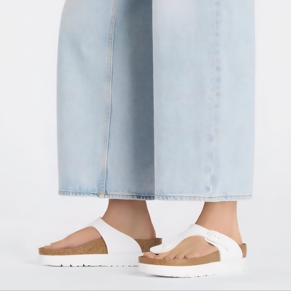 Papillio By BIRKENSTOCK VEGAN Gizeh Flex Platform Birko-Flor White Size 41 (L10) - Picture 2 of 13